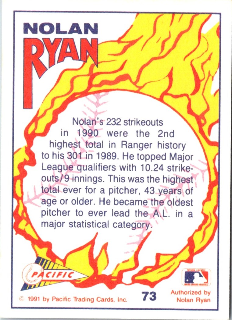 1991 Pacific Nolan Ryan Texas Express I 232 Strikeouts in 1990