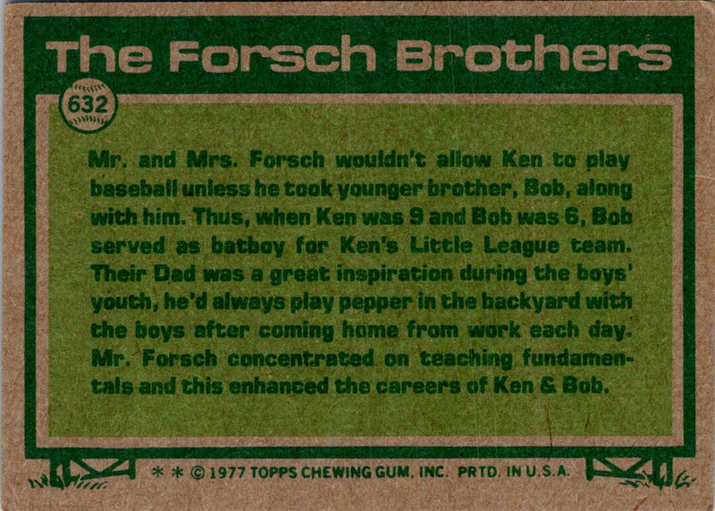 1977 Topps Big League Brothers - Bob Forsch/Ken Forsch