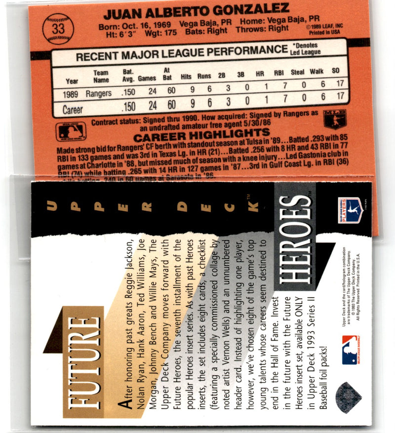 1994 Donruss 90's Dominators Homeruns Juan Gonzalez