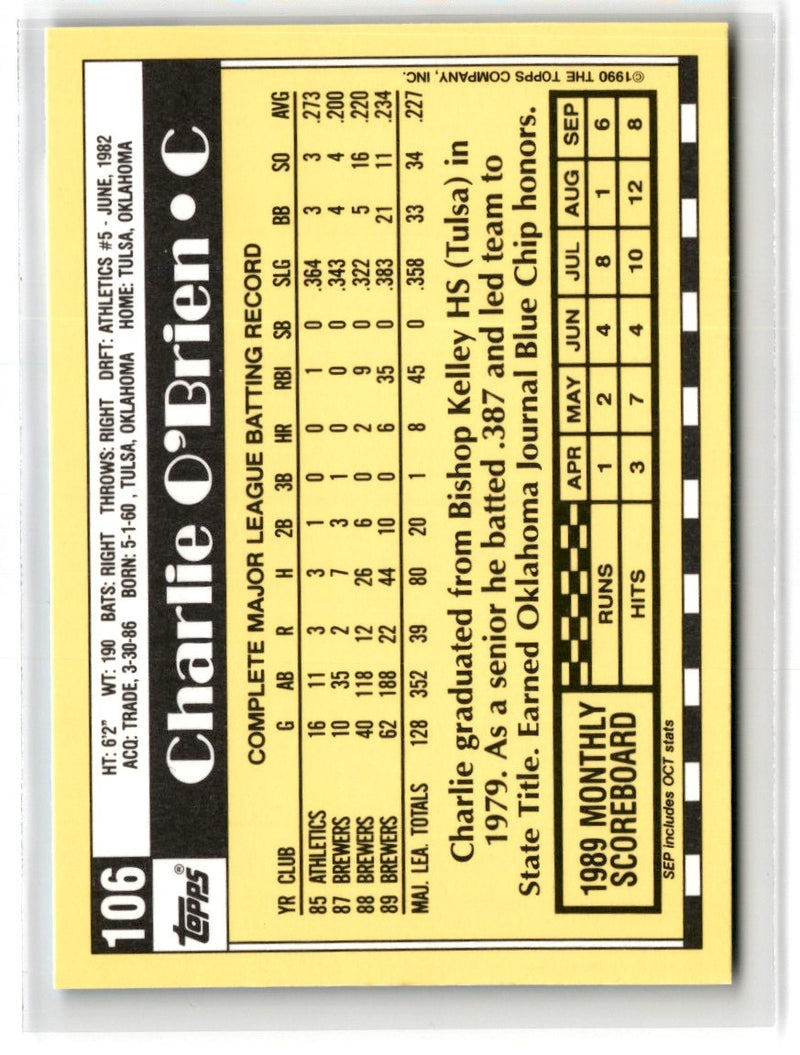 1990 Topps Tiffany Charlie O'Brien