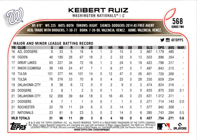 2022 Topps Keibert Ruiz