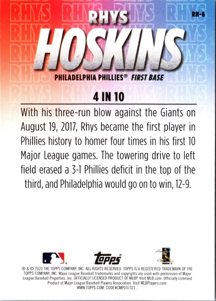 2020 Topps Player Highlights Rhys Hoskins Rhys Hoskins