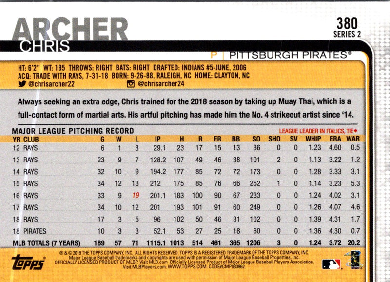 2019 Topps Chris Archer