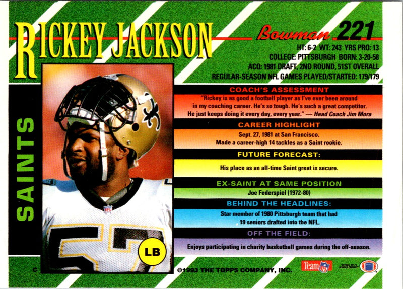 1993 Bowman Rickey Jackson