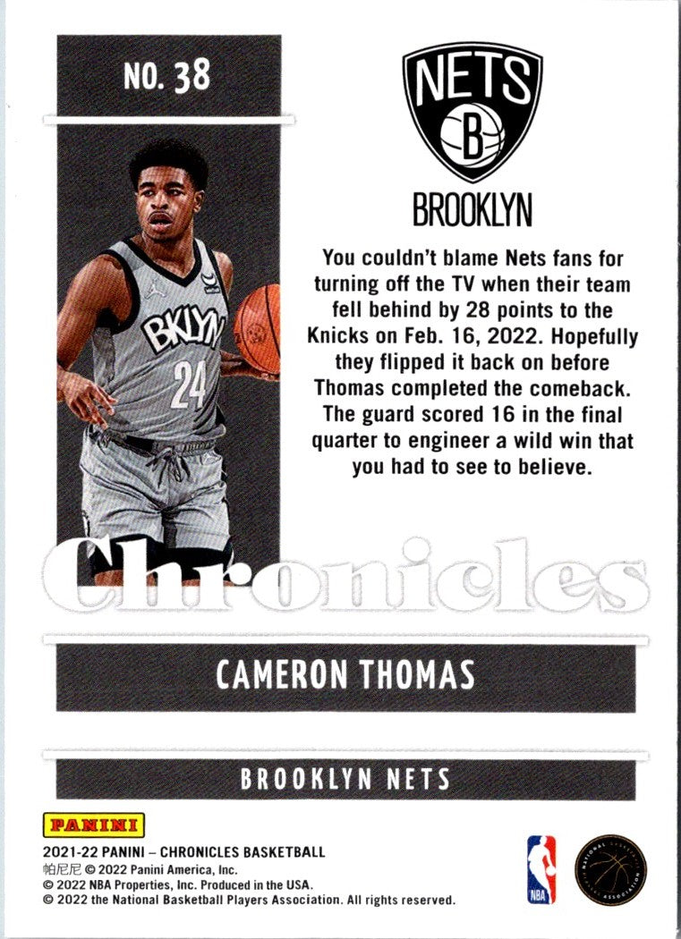 2021 Panini Chronicles Cameron Thomas