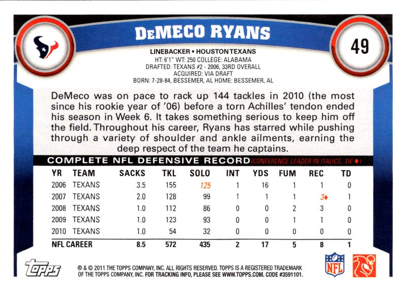 2011 Topps DeMeco Ryans