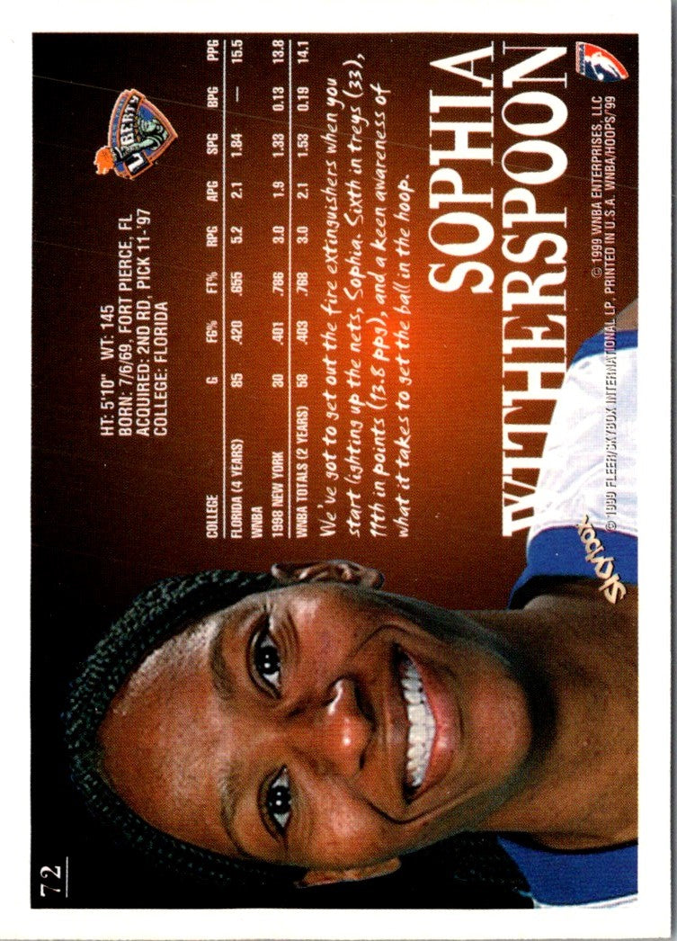 1999 Hoops WNBA Sophia Witherspoon