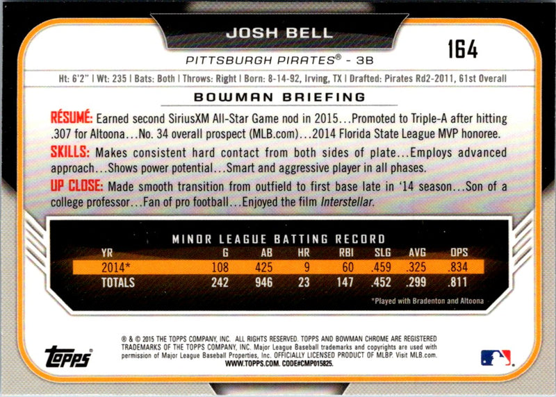 2015 Bowman Draft Picks & Prospects Chrome Josh Bell