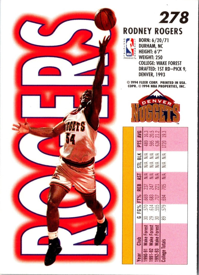1993 Fleer Rodney Rogers
