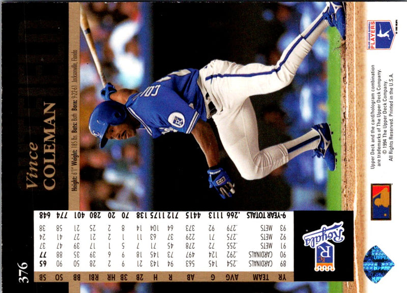 1994 Upper Deck Electric Diamond Vince Coleman