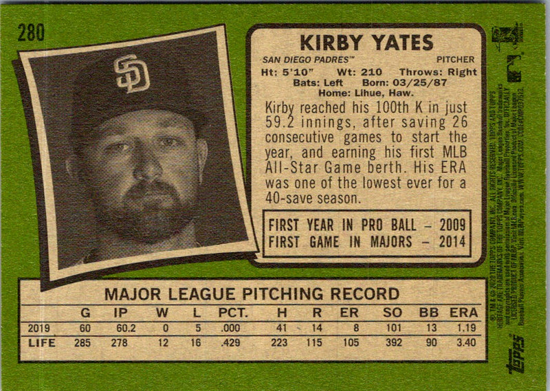 2020 Topps Heritage Kirby Yates