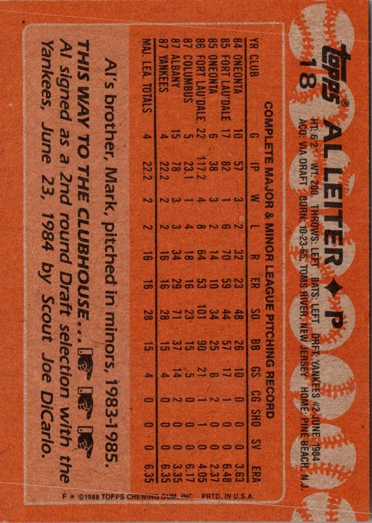 1988 Topps Al Leiter