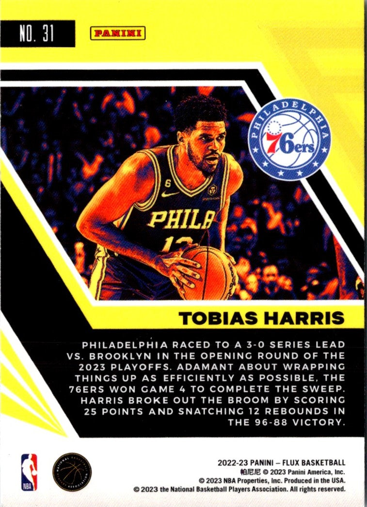 2022 Panini Prizm Choice Blue Yellow and Green Tobias Harris