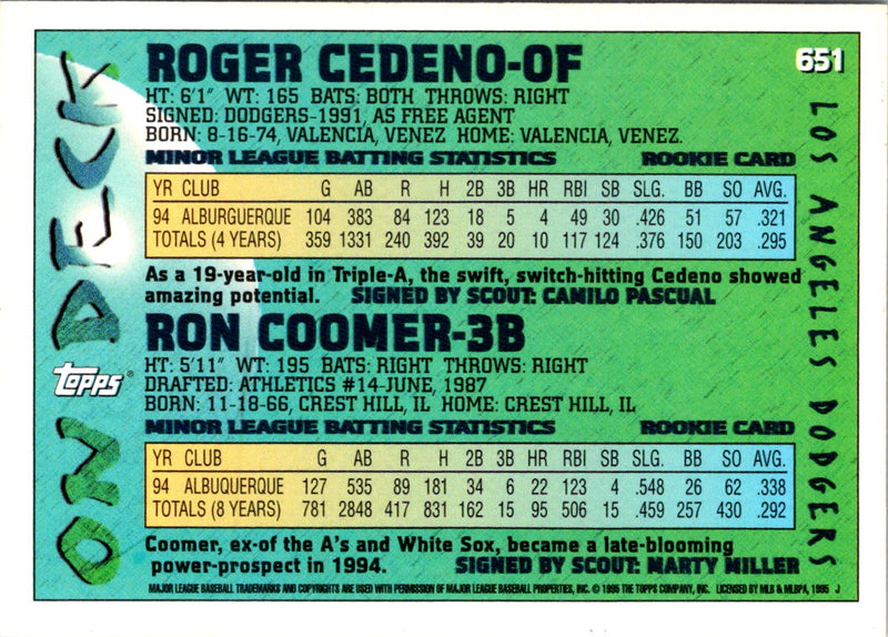 1995 Topps Roger Cedeno/Ron Coomer