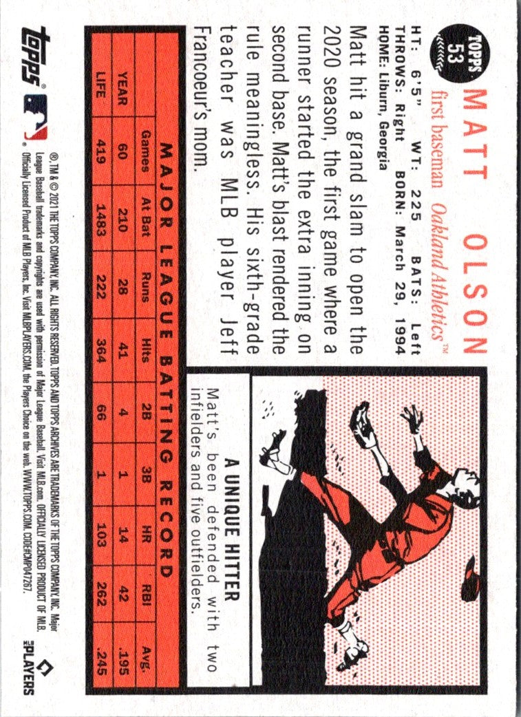 2021 Topps Archives Matt Olson