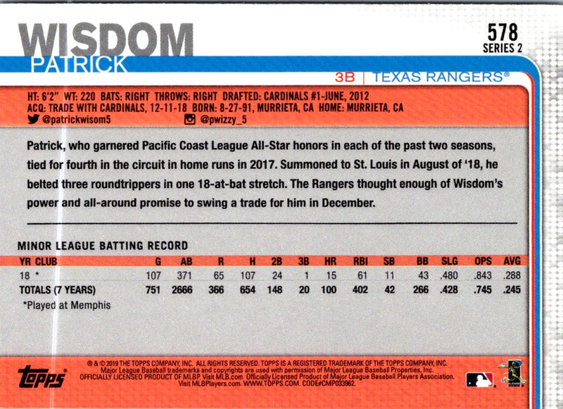 2019 Topps Patrick Wisdom