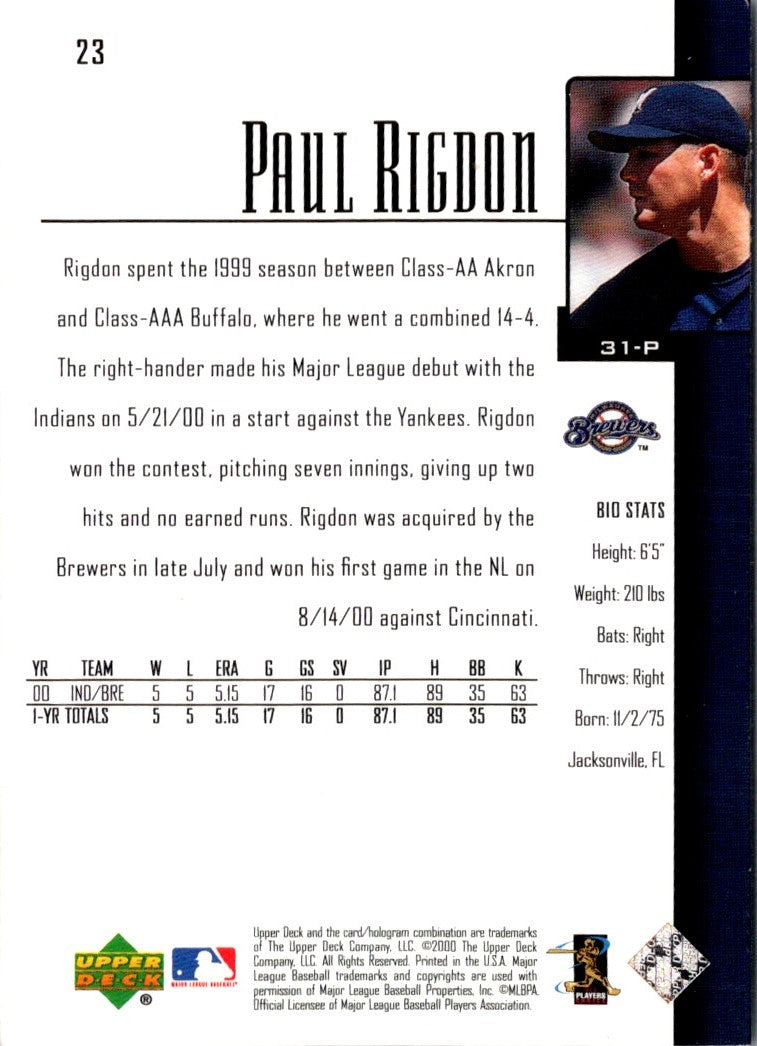 2001 Upper Deck Paul Rigdon