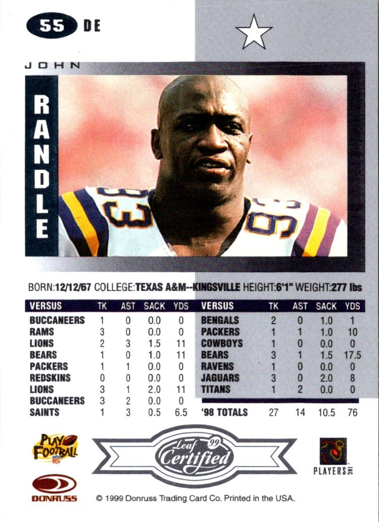 1999 Leaf Certified John Randle