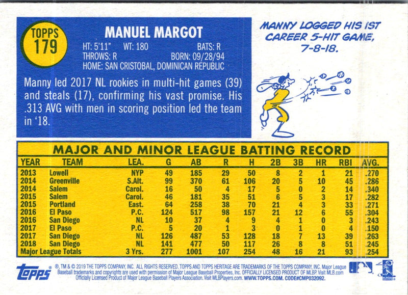 2019 Topps Heritage Manny Margot