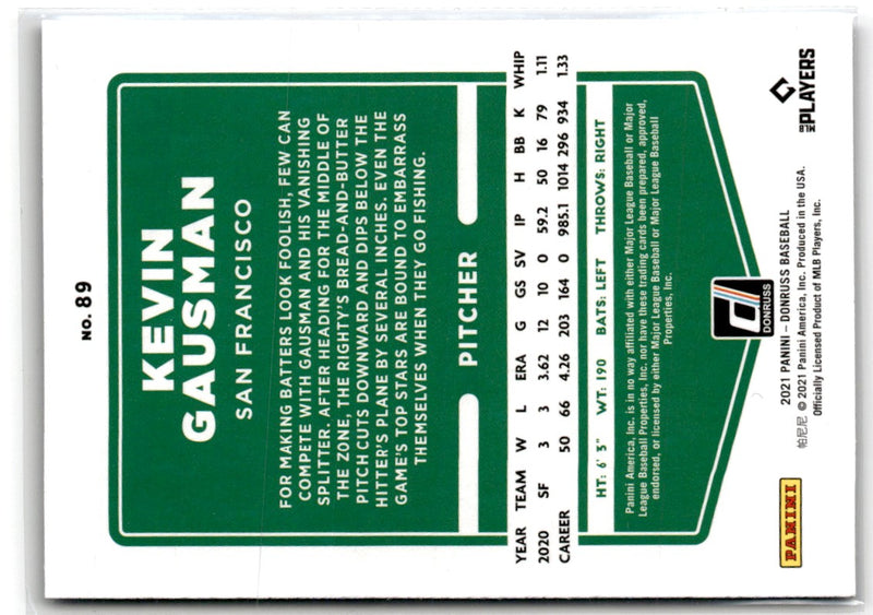 2021 Donruss Holo Blue Kevin Gausman