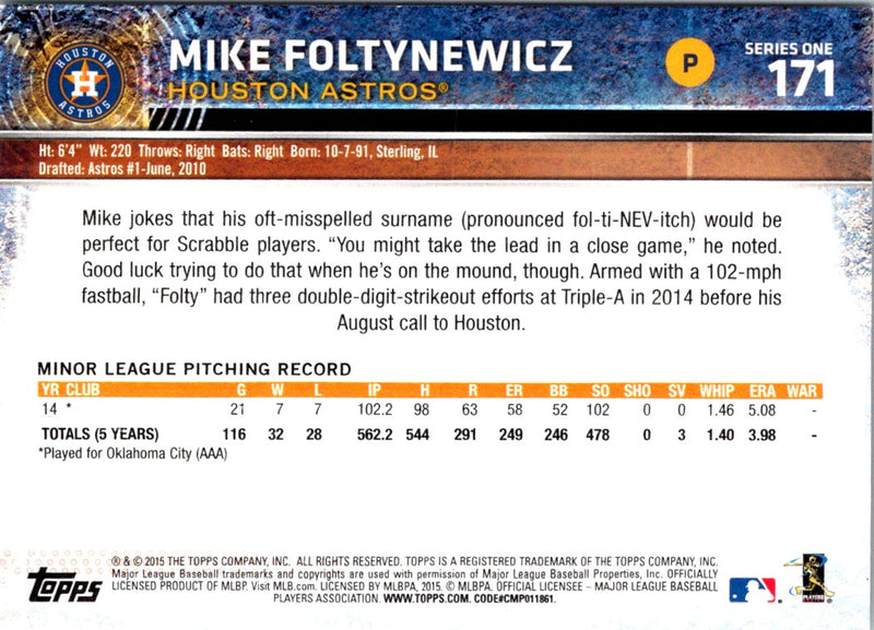 2015 Topps Mike Foltynewicz