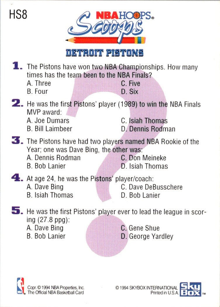 1993 Hoops Scoops Bill Laimbeer