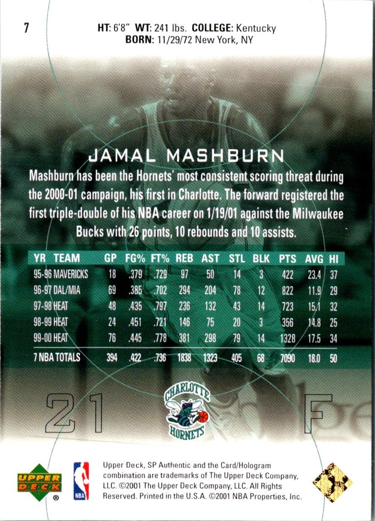 2001 Upper Deck Pros & Prospects Jamal Mashburn