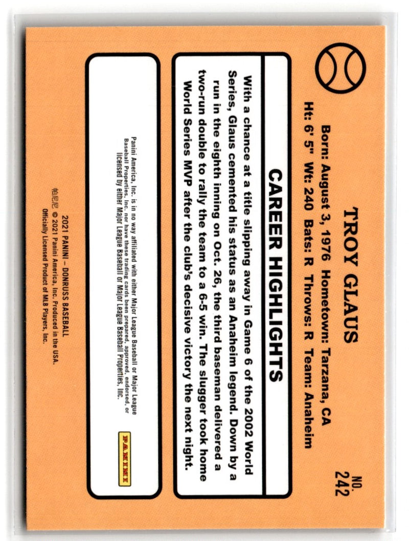 2021 Donruss Holo Orange Troy Glaus