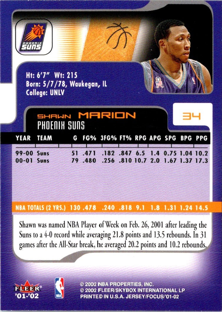 2001 Fleer Focus Shawn Marion