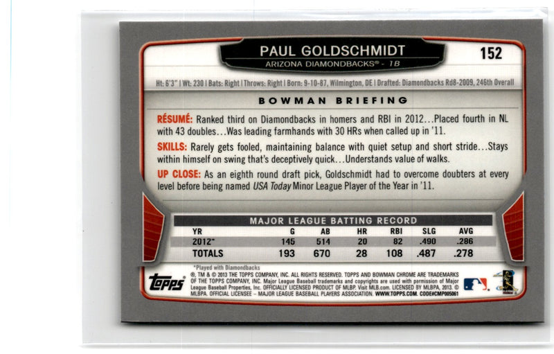 2013 Bowman Chrome Paul Goldschmidt