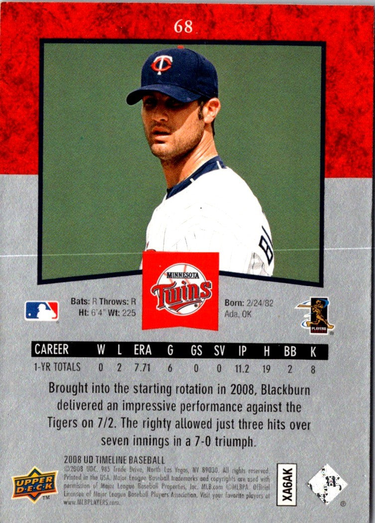 2008 Upper Deck Timeline Nick Blackburn