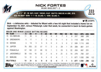 2022 Topps Nick Fortes #333 Rookie