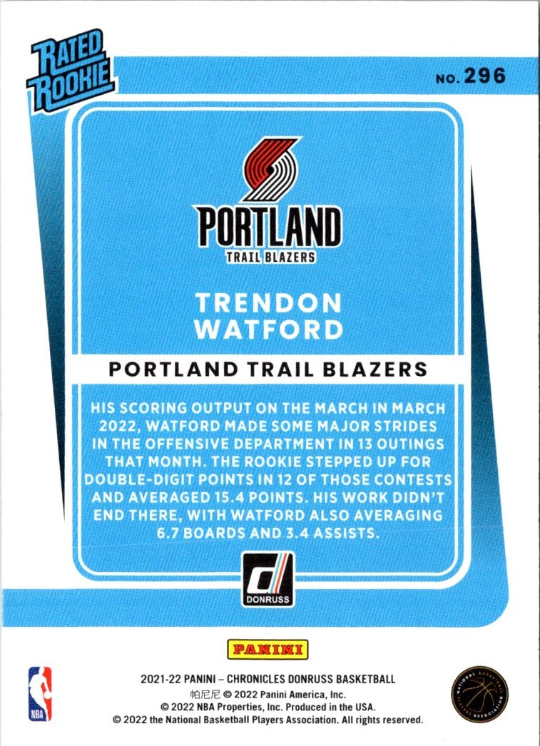 2021 Panini Chronicles Trendon Watford