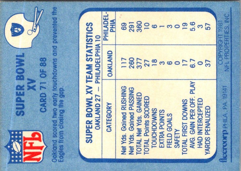 1989 Pro Set Super Bowl Logos Super Bowl XV