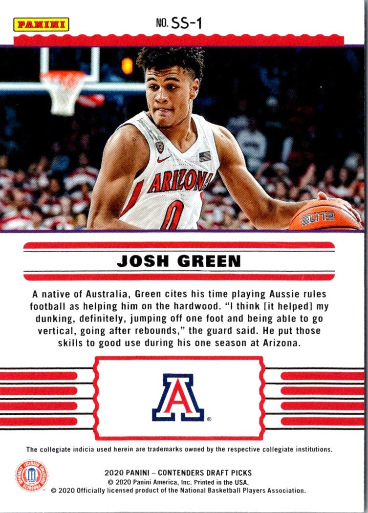 2020 Panini Contenders Draft Picks Front-Row Seats Josh Green