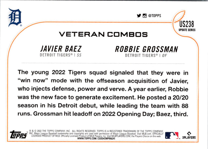 2022 Topps Update Dancing in Detroit (Javier Baez/Robbie Grossman)