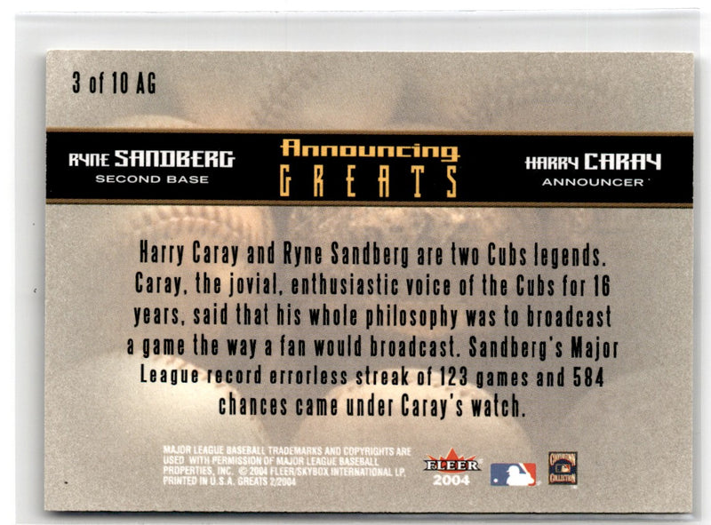 2003 Donruss Signature INKredible Six Andre Dawson/Ernie Banks/Mark Prior/Ryne Sandberg /Kerry Wood/Mark Grace