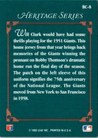 1992 Studio Heritage Will Clark #BC-8