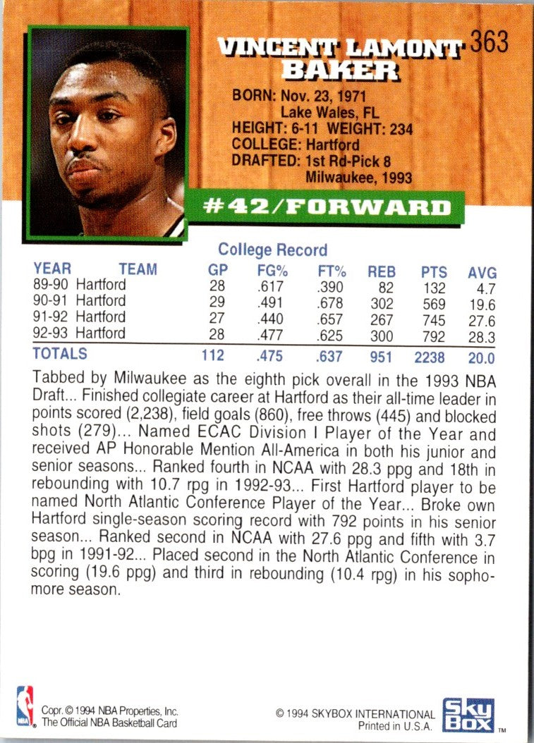 1993 Hoops Fifth Anniversary Gold Vin Baker