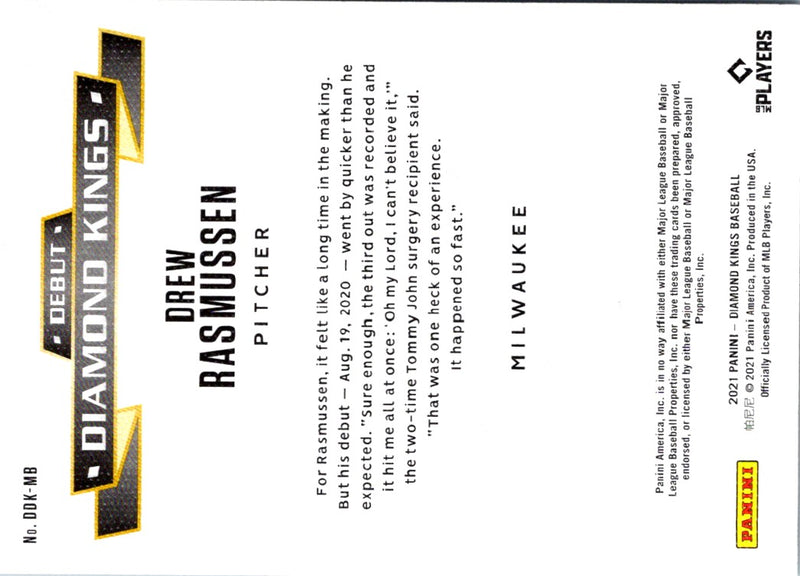 2021 Panini Diamond Kings Debut Blue Drew Rasmussen