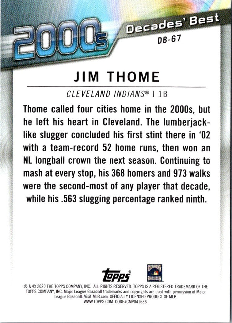 2020 Topps Update Decades' Best Jim Thome