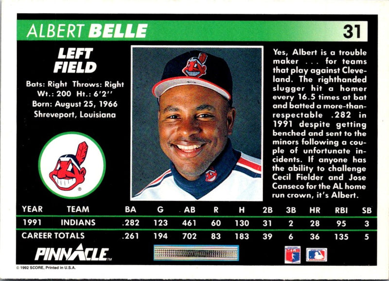 1992 Pinnacle Albert Belle