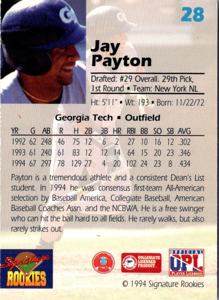 1994 Signature Rookies Draft Picks Jay Payton