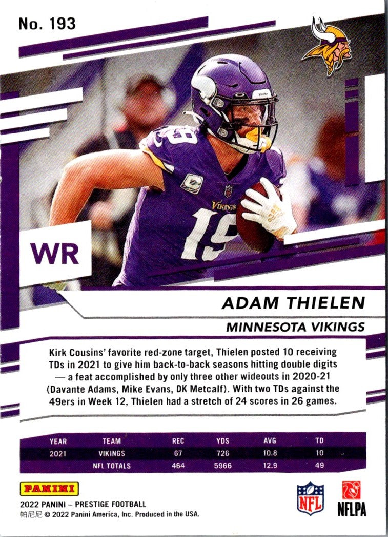 2022 Panini Prestige Adam Thielen