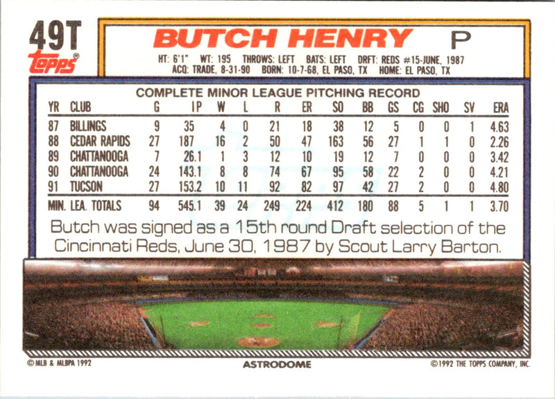 1992 Topps Traded Butch Henry