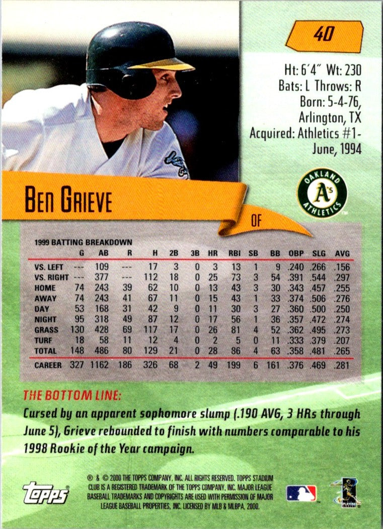 2000 Stadium Club Ben Grieve