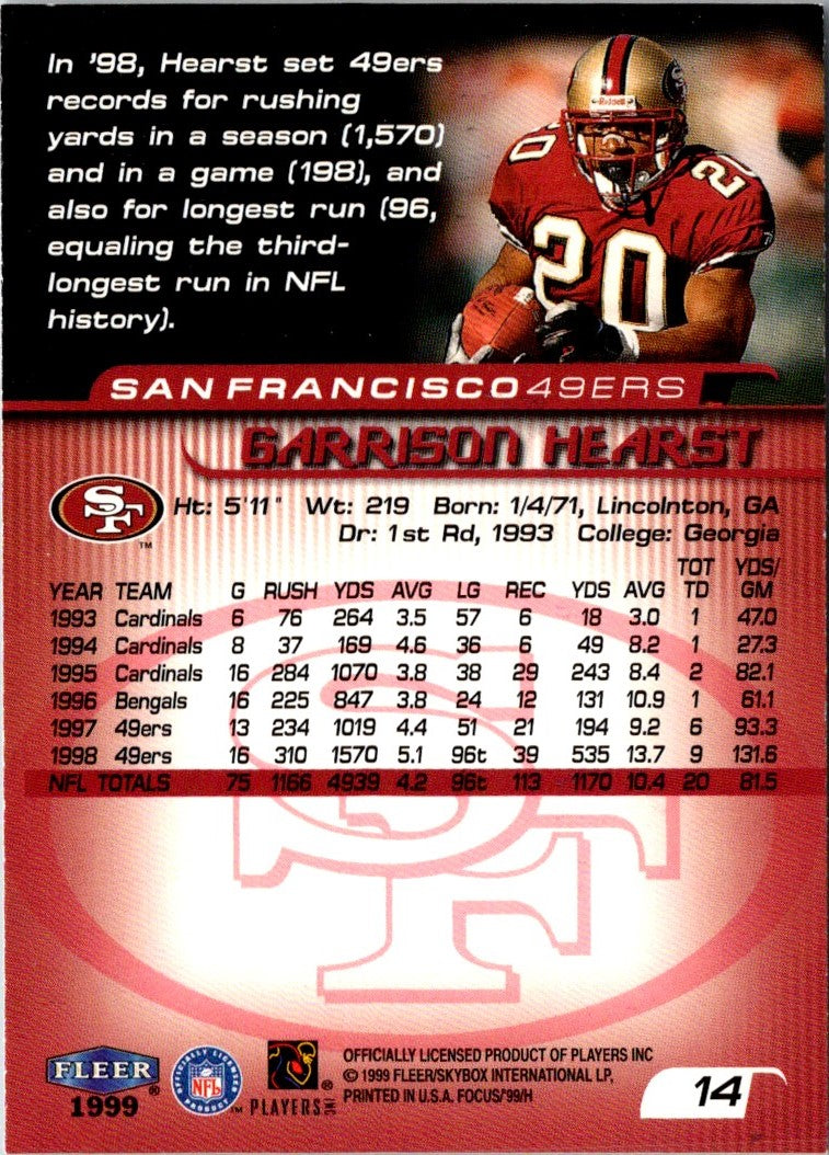 1999 Fleer Focus Garrison Hearst