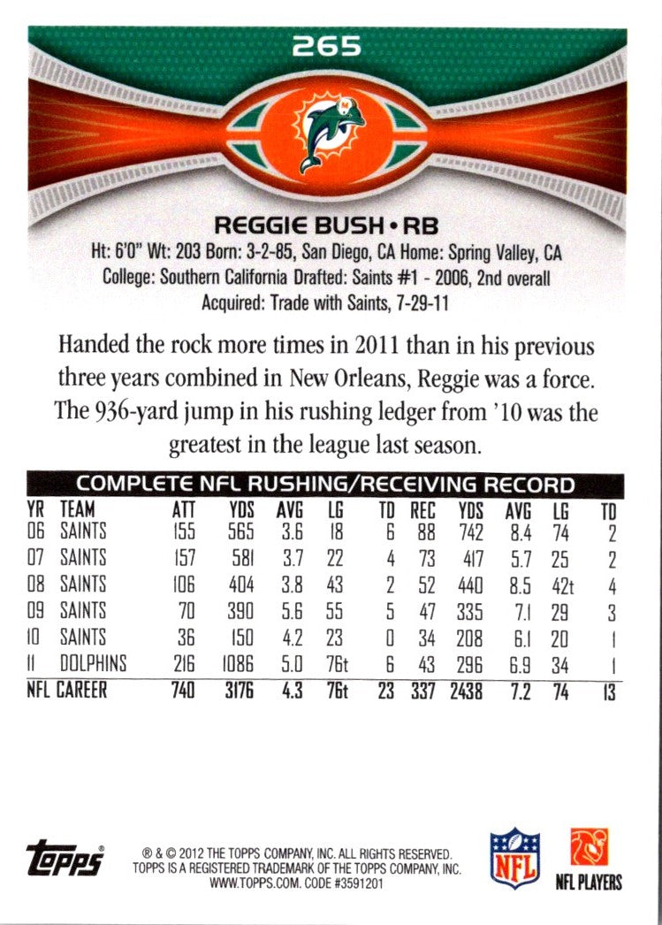 2012 Topps Gold Reggie Bush