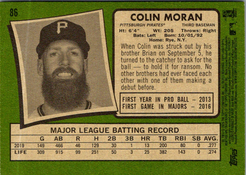 2020 Topps Heritage Colin Moran