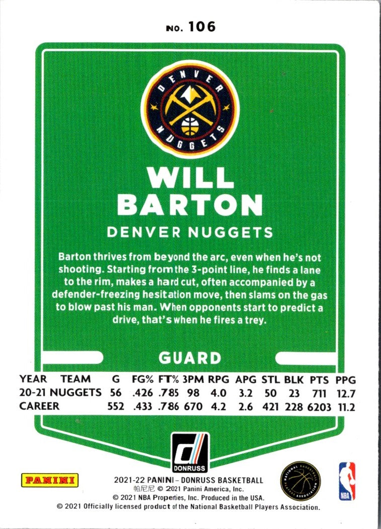 2021 Donruss Will Barton